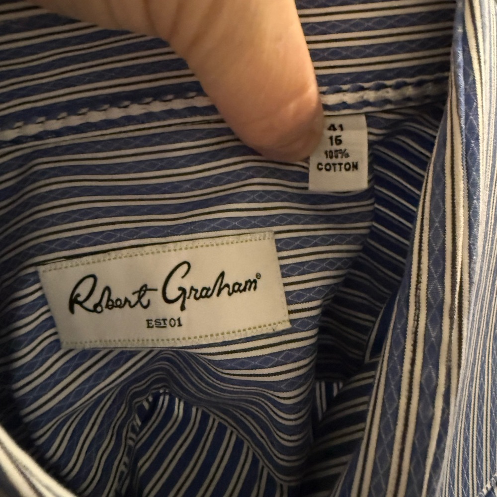 Robert Graham Navy and White Striped Shirt